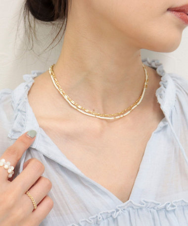 マットビーズアジャスト2セットネックレス