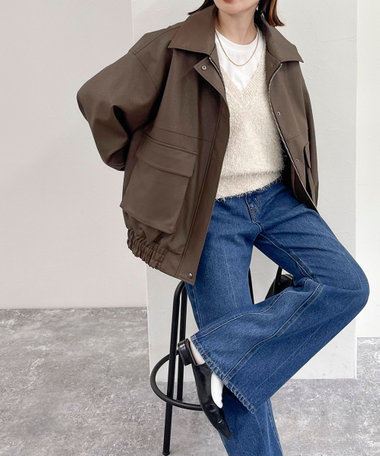 フェイクレザーブルゾン