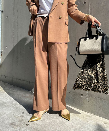 ウォッシャブルハイスペック麻調愛されセミワイドパンツ