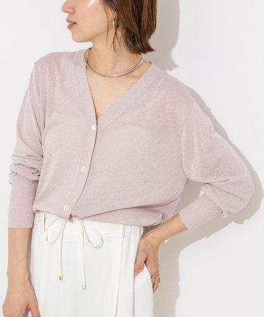 《手洗い可能/アンサンブル対応》ラメVネックカーディガン