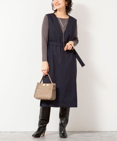 ウォッシャブルベルト付きジャンスカ