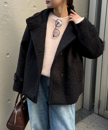 ループシャギースタンドカラーコート