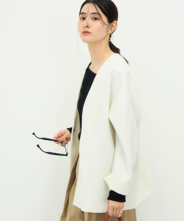 《防シワ/ストレッチ》ウォッシャブルストレッチジャージハオリ