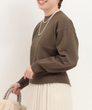 スウェットライクニットバックファスナープルオーバー