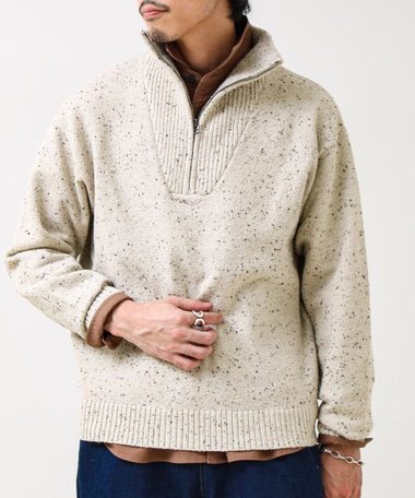 【冬の大人レイヤードに】ネップハーフジッププルオーバー