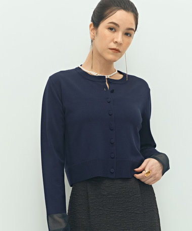 「NOLLEY'S」 ニットカーディガン 36 ブルー レディース カノコクルーネック ニットカーディガン レディース(M ネイビー