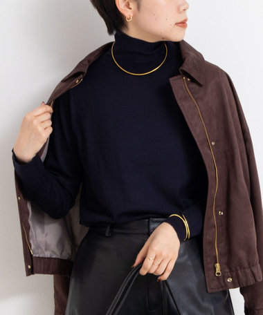 《手洗い可能》18Gウール100%ハイネックプルオーバー