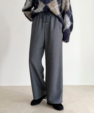 【4サイズ展開】ソフトシャークスキン/チェックイージーパンツ