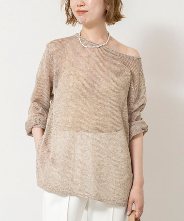 【オシャレ☆NOLLEY'S】グレー　ベージュセーター　サイズFREE NOLLEY'S Sophi（ノーリーズソフィー） ニット セーター 「手洗い可能