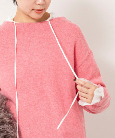 ウールナイロンロング丈プルオーバー