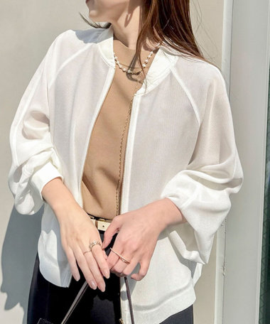 ウォッシャブルカラミメッシュジップアップブルゾン