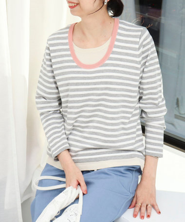 レイヤード風ニットプルオーバー