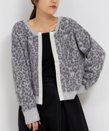 レオパードジャガード2WAYクルーネックカーディガン