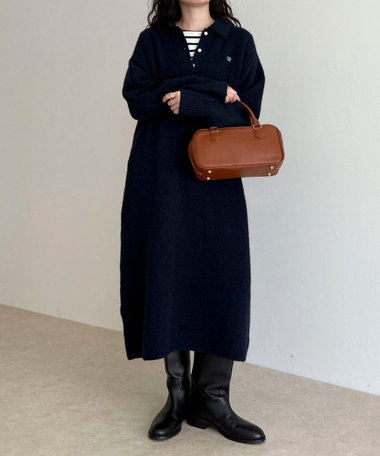 FR刺繍衿付きニットワンピース