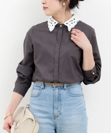 ポリブロード取り外し衿2WAYシャツ