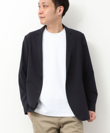 《ビジカジ/セットアップ対応》リネンライク ストレッチ テーラーカーデ