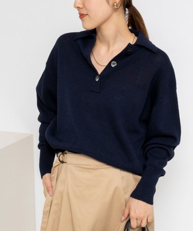 《手洗い可能》ギマコットンポロ襟プルオーバー