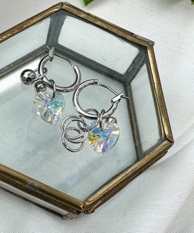 ハートチャームアシメピアス