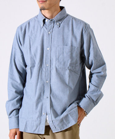 ＜つぶし衿＞U.S.COTTON混 ボタンダウンネルシャツ