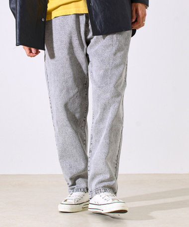 【シーズンレス/UNISEX】ケミカルウォッシュ ワイドデニムイージーパンツ