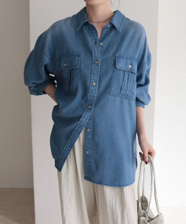 とろみデニムオーバーシャツ