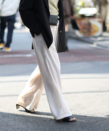 《セットアップ対応》【MAQWEL/マクウェル】ウォッシャブルサテンパンツ