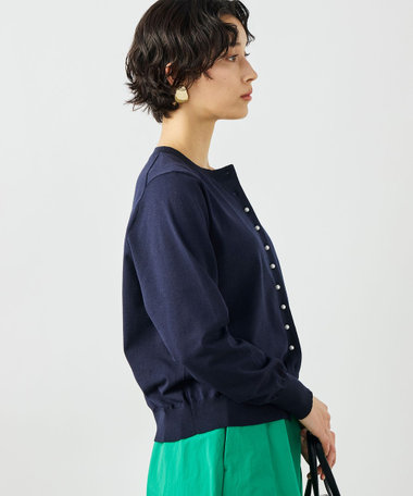 《手洗い可能》コットンテックスクルーネックカーディガン