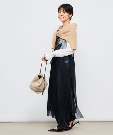 ウォッシャブルチュールキャミワンピース