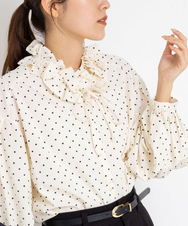 ウォッシャブル襟フリルブラウス