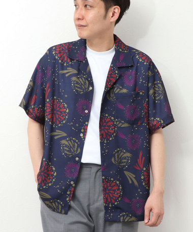 総柄 ショートスリーブ オープンカラーシャツ