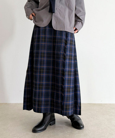 【GEVACO/ゲバコ】チェックサイドベルトスカート
