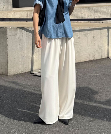 【累計販売数4万本突破/追加生産決定!】とろみツイルストレートイージーパンツ