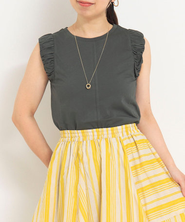 ［WEB限定 SPECIAL SALE！］《接触冷感》ギャザーショルダーノースリーブプルオーバー