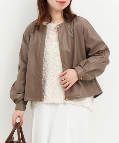 マット＆ソフトフェイクレザーブルゾン