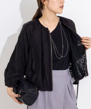 【MARILYN MOON/マリリーンムーン】reversible sheer lace blouson