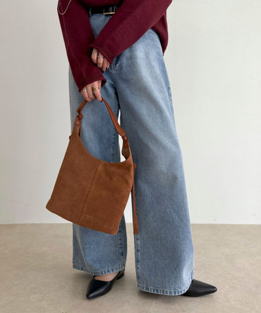 スエード結びハンドルワンショルバッグ