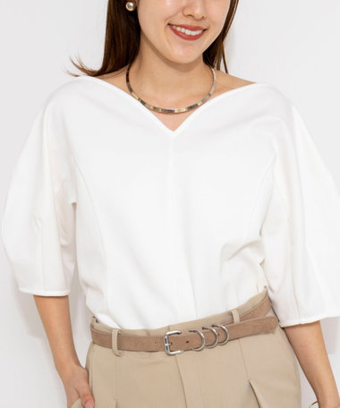 【WEB限定】ウォッシャブルハートネックカットソー