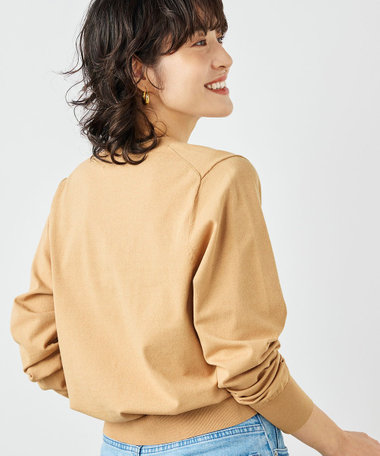 《手洗い可能》コットンテックスクルーネックカーディガン