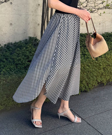 チェックサークルスリットスカート