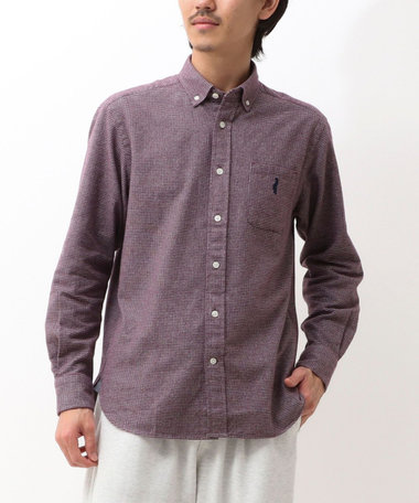 《オリジナルファブリック使用》クマ刺繍ボタウンダウンネル