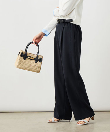 NEW morisachi《セットアップ対応》ウォッシャブルストレッチツイルイージーワイドパンツ
