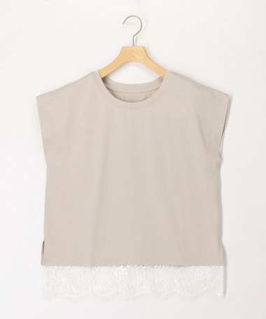 《接触冷感》《吸水速乾》DRY COTTON裾レースTシャツ