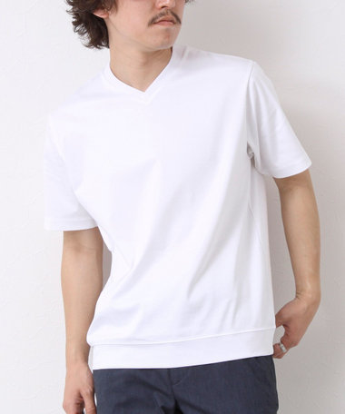ノーワンノーズ No one knows コットン VネックTシャツ 日本製