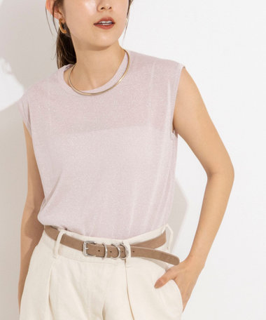 《手洗い可能/アンサンブル対応》ラメノースリーブプルオーバー