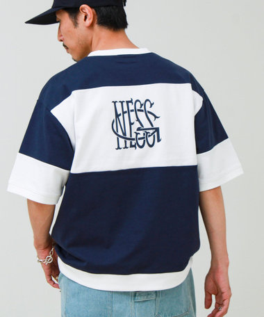 【バックプリントが映える】切り替え GOODNESS オーバーストライプ Tシャツ