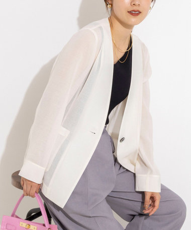 ウォッシャブルリネンライクシアージャケット