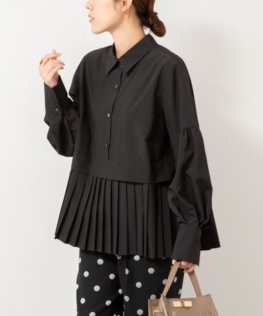 ウォッシャブル切替プリーツブラウス