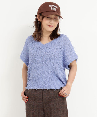 チュールテープヤーンＶネックニットジレ