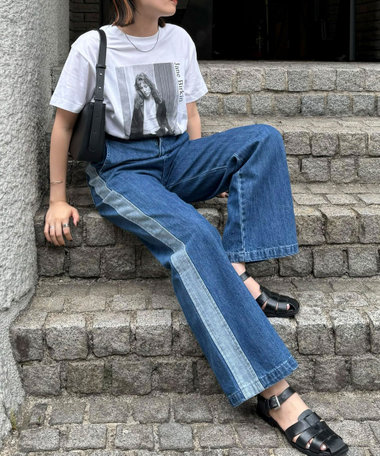 サイド切替デニムパンツ