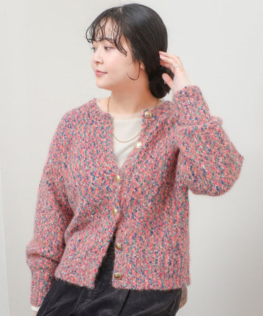 《WEB限定カラーあり》カラーモールクルーカーディガン